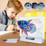 Tablero de dibujo fluorescente con gafas 3D